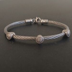 Elegant 925 Sterling Silver With SS Cable Bracelet